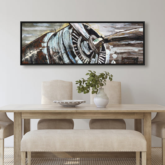 Brown Aviation Livingroom Framed Canvas | Airplane Propeller Decor