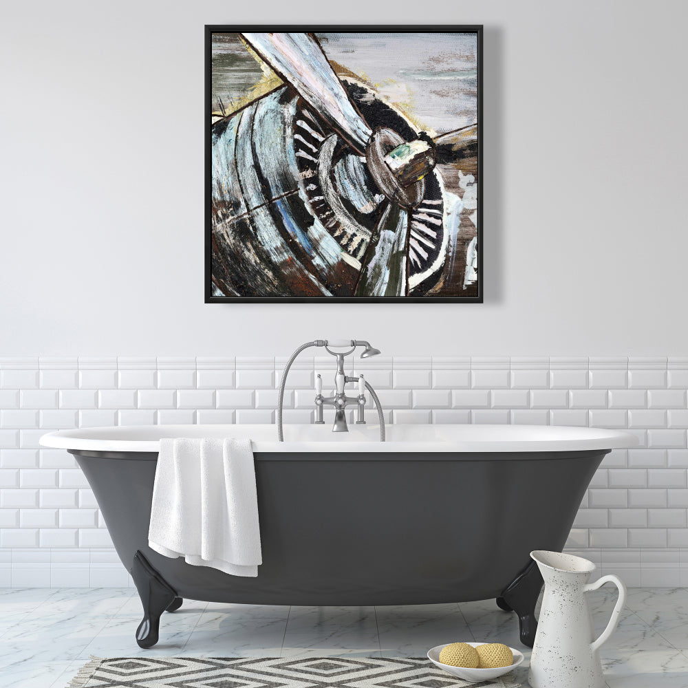 Toile encadrée marron pour salon | Décoration d'hélice d'avion