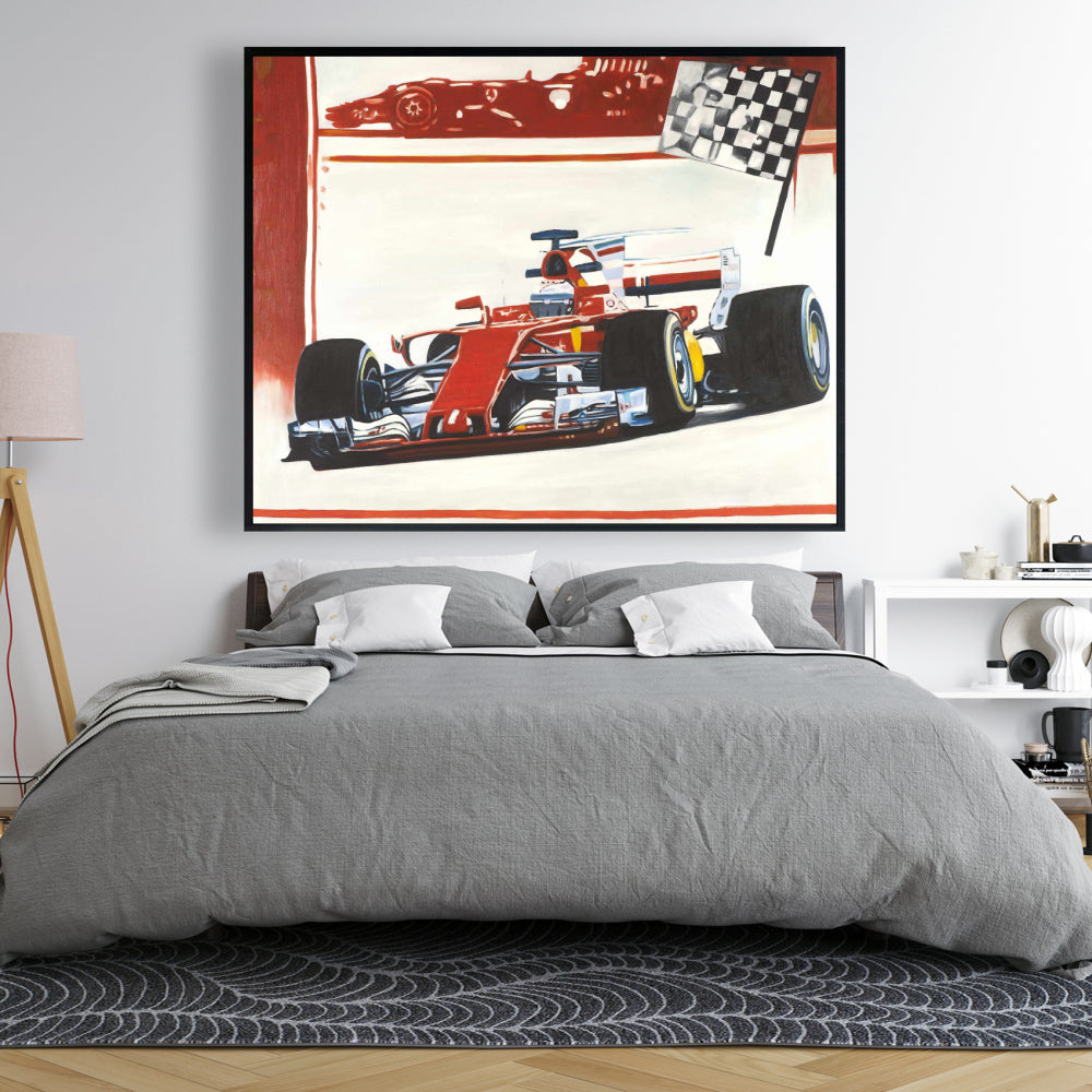 Toile encadrée rouge Motorsport | Décoration d'intérieur | Sports et jeux