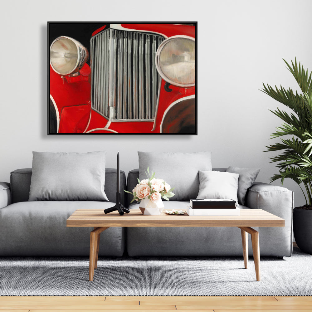 Gray Car Transportation Canvas - 50's Closeup Home Decor