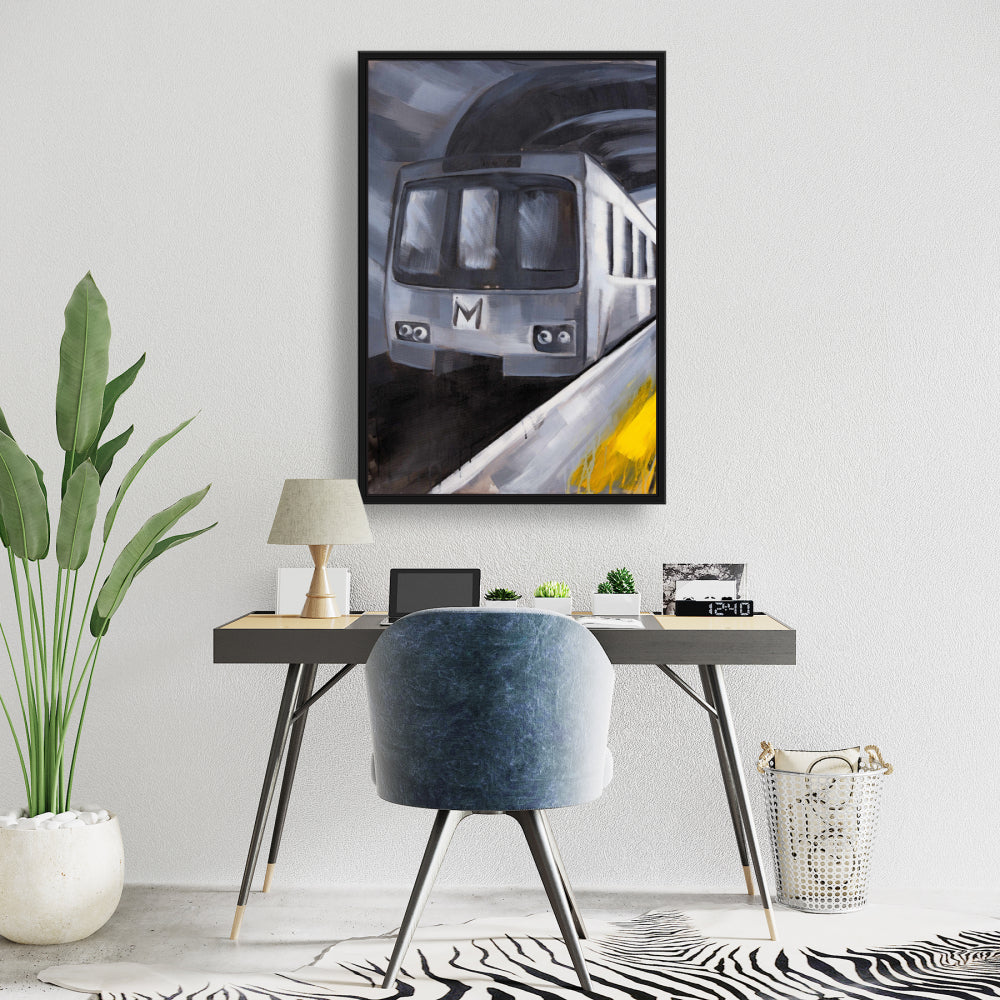 Blue Contemporary Subway Canvas - Framed Home Decor Art