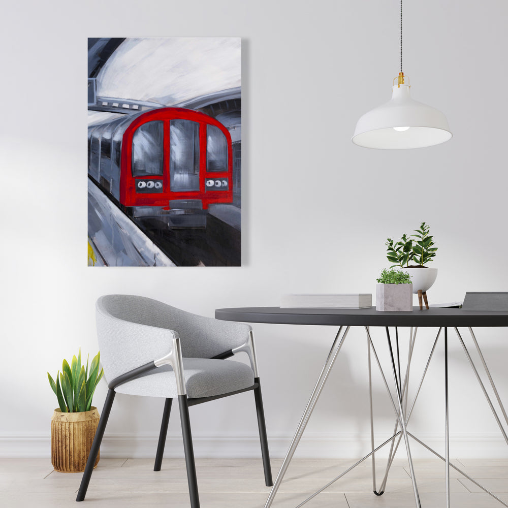 People Waiting Metro Blue Canvas | Home Decor Transportation