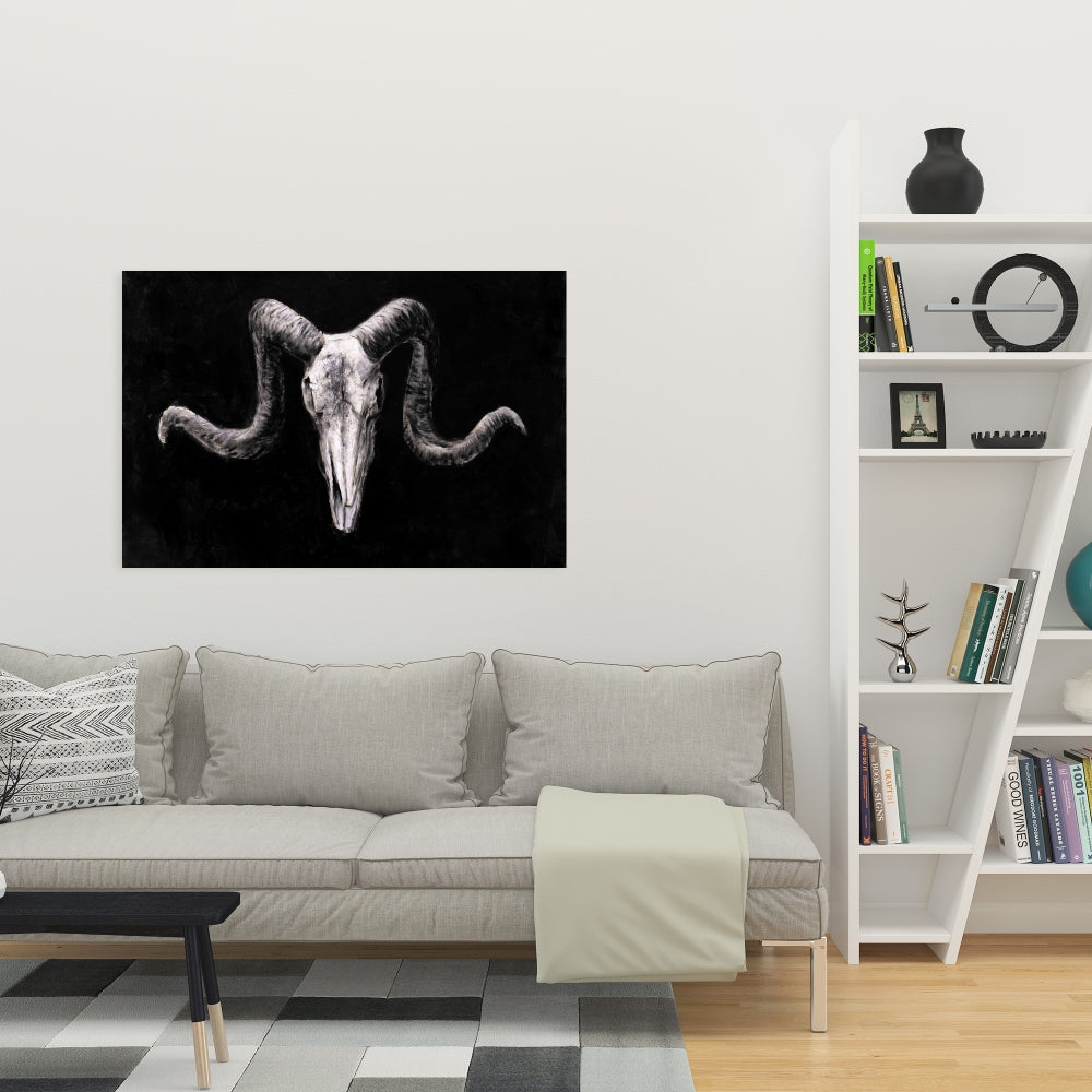 Farm Animals Skull Canvas - Grunge Style Home Decor Art