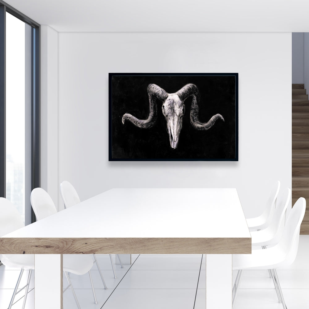 Gray Animals Bedroom Canvas - Skeleton Skulls Grunge Decor