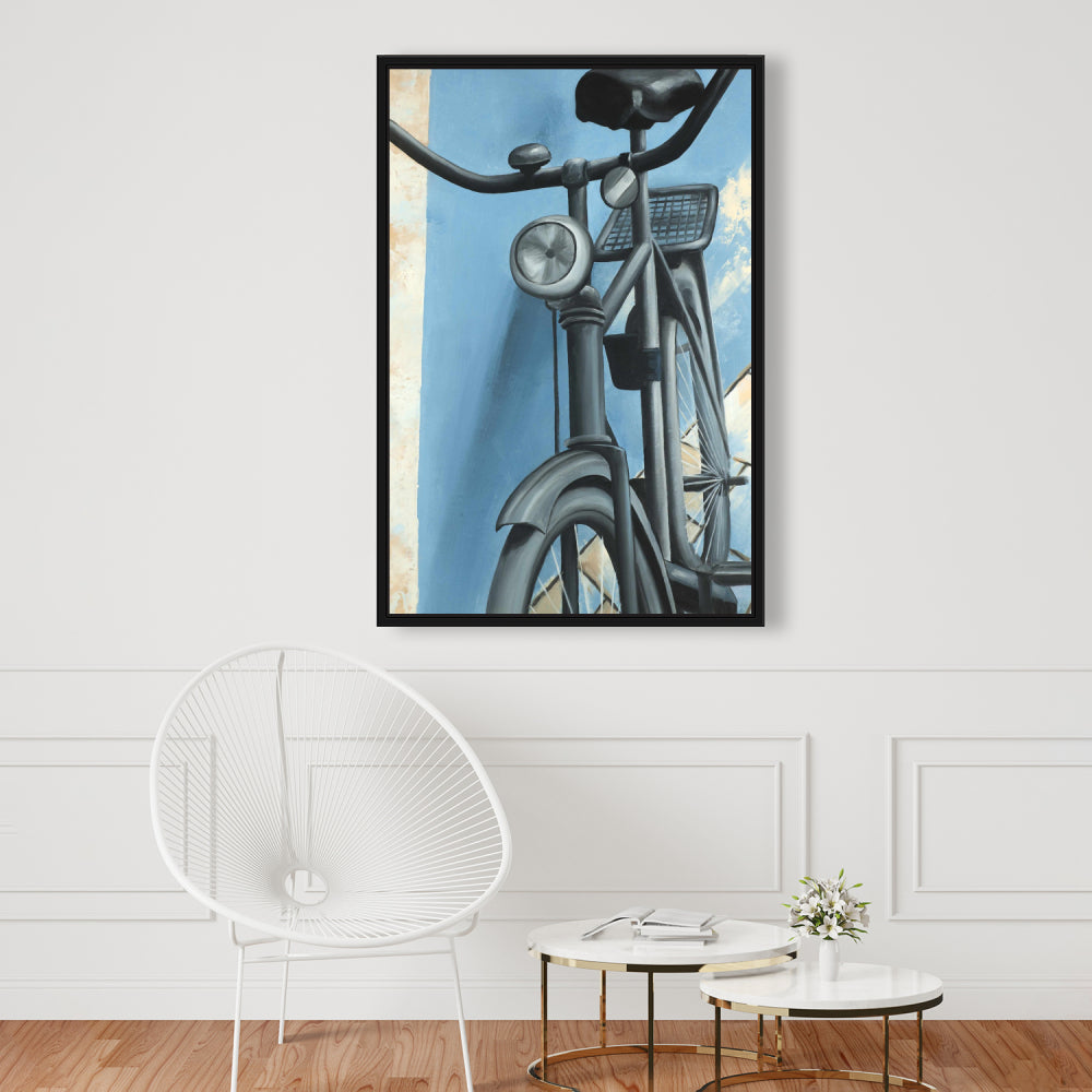 Abandoned Bicycle Blue Canvas | Living Room Wall Art Decor