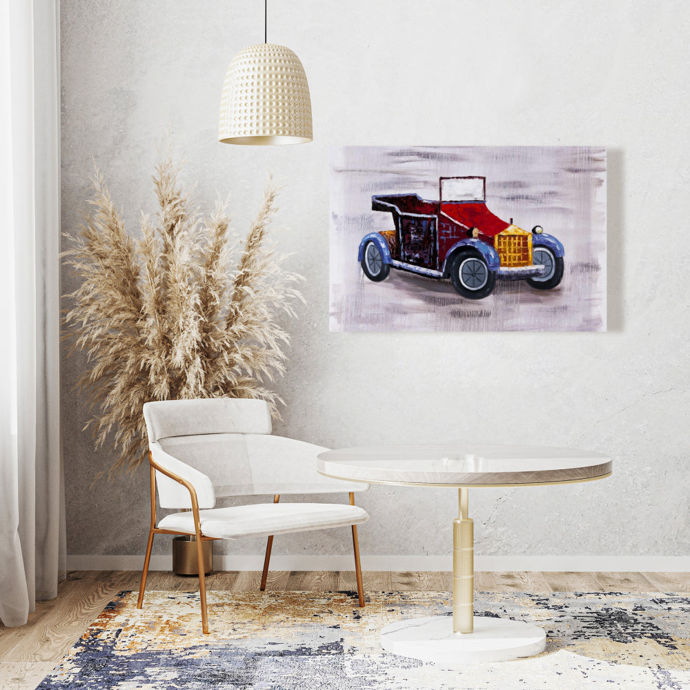 Toile de voiture jouet vintage - Décoration murale pour chambre à coucher