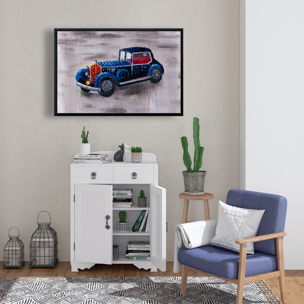 Toile encadrée bleue « Voiture miniature » | Décoration de chambre