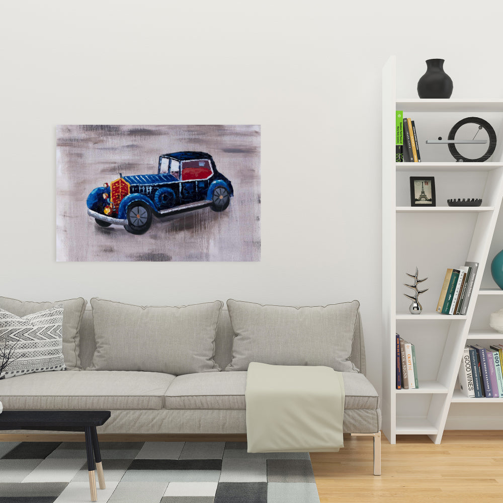 Toy Car Blue Canvas | Home Decor Wall Art | Transportation