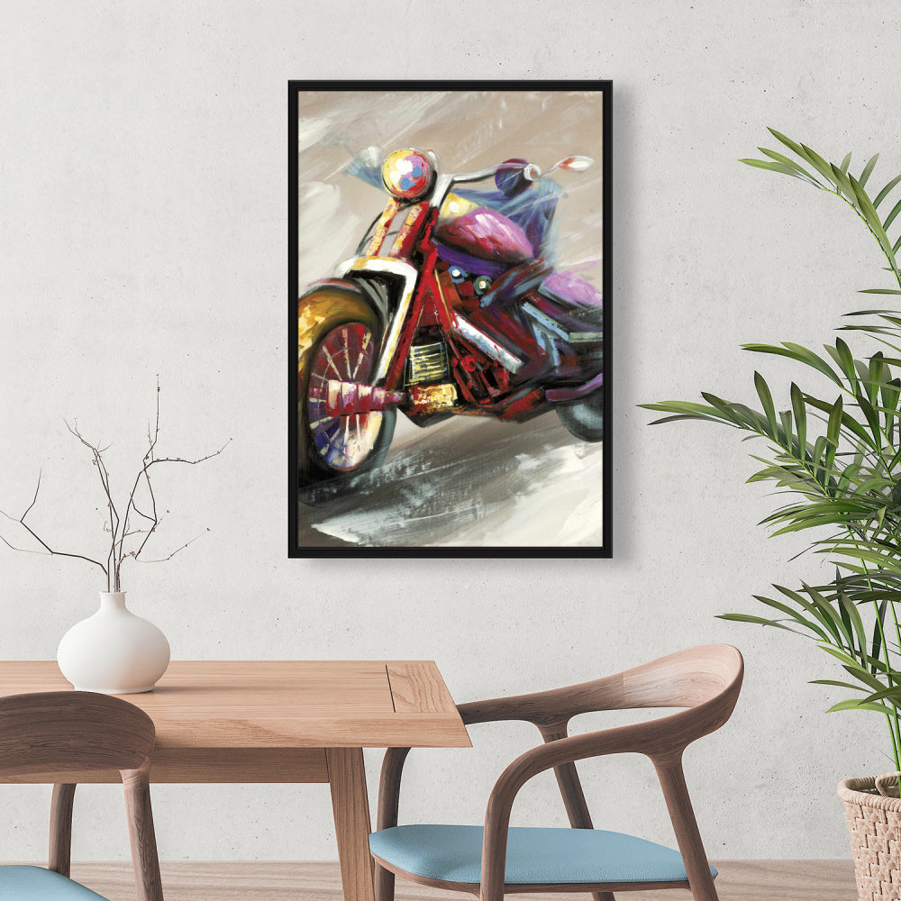 Abstract Motorcycle Canvas - Red Contemporary Living Room Decor