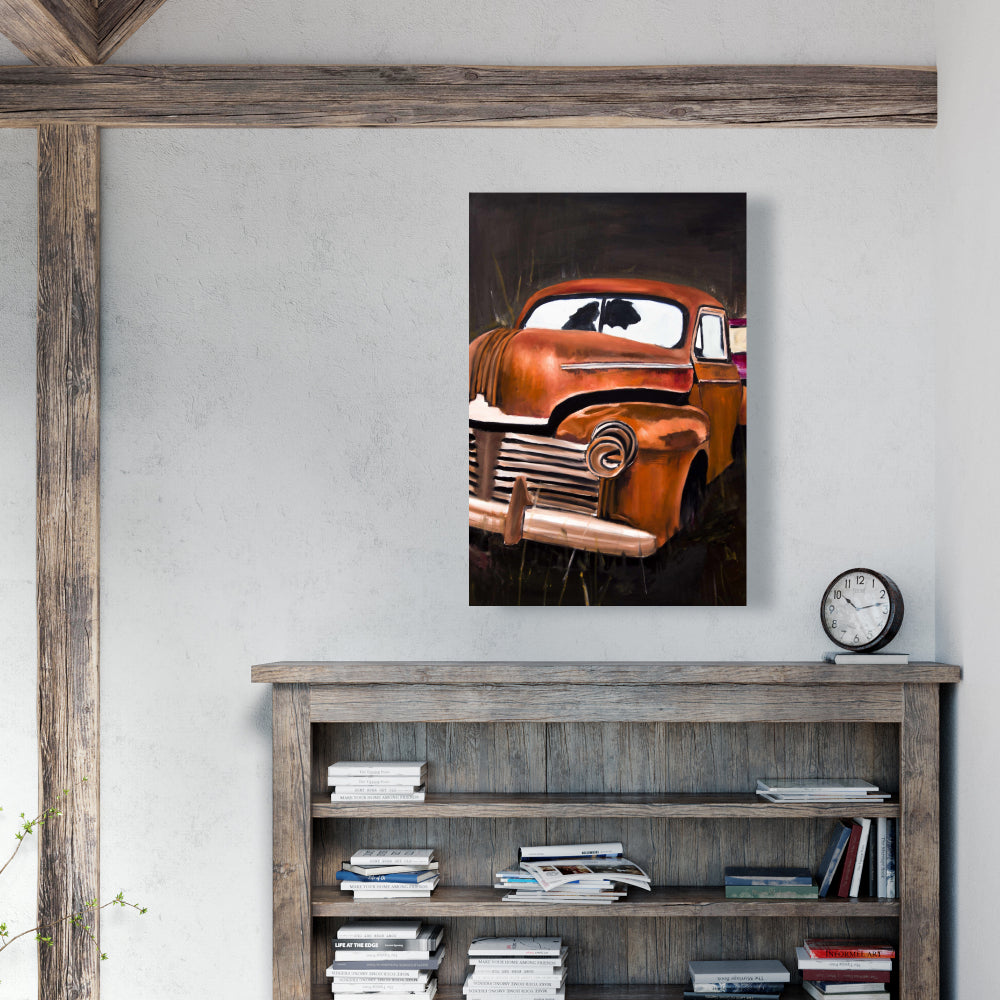 Old Car Crash Still Life Canvas | American Bedroom Decor