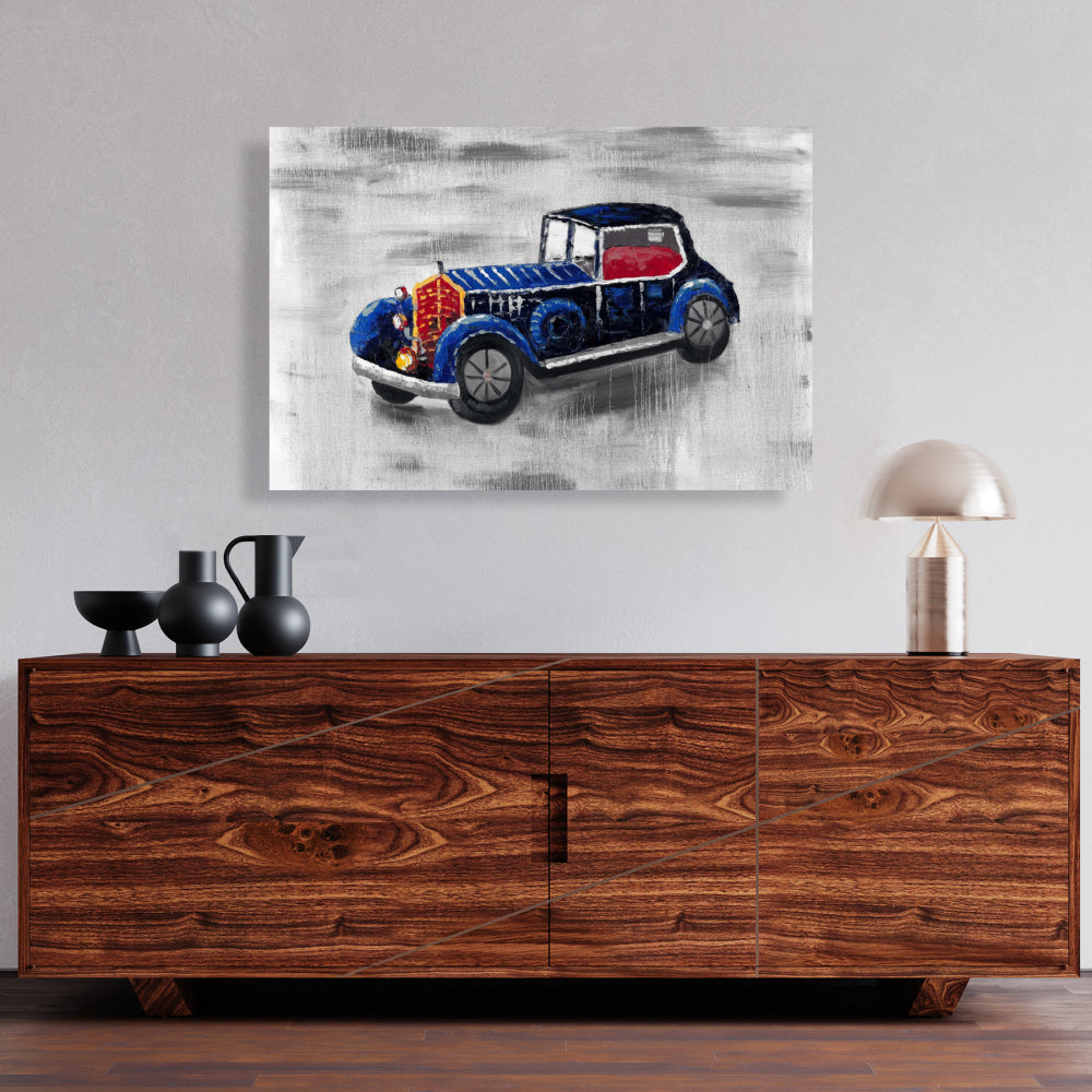 Vintage Blue Toy Car Canvas | Home Decor | Transportation Art