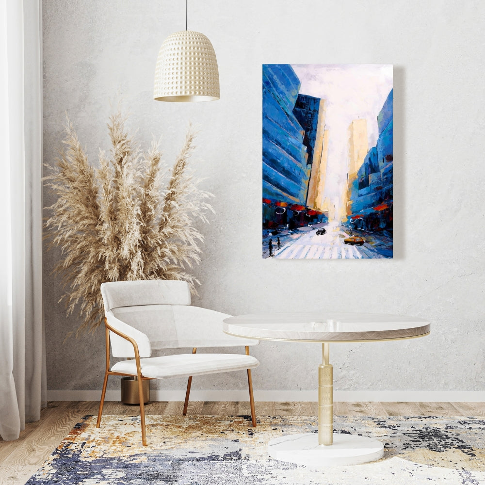 Toile bleue asymétrique | Décoration murale pour chambre à coucher