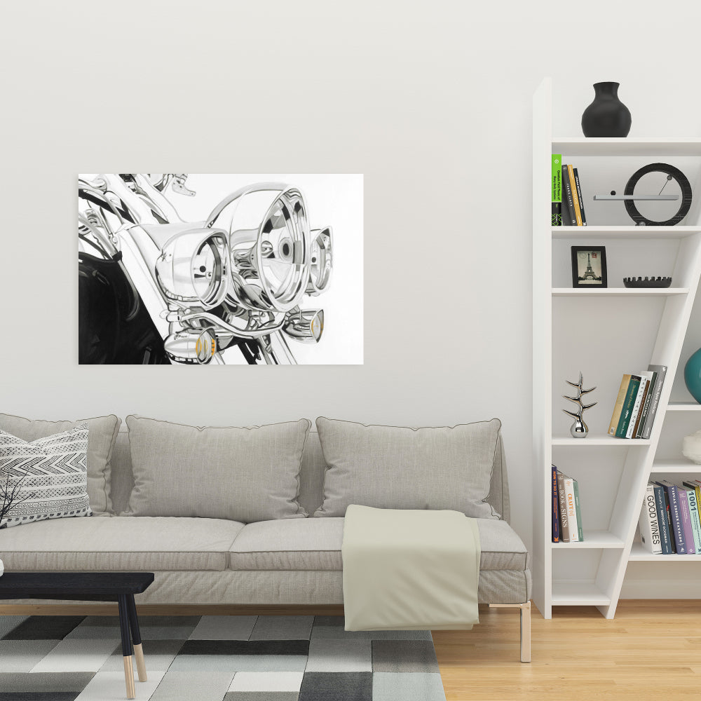 Motorcycle Light Canvas | White Bedroom Decor | Home Hobbies