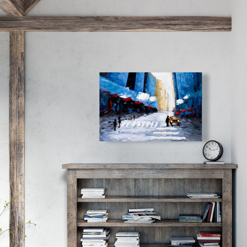 Cities Blue Bedroom Canvas - Blue Buildings Home Decor Art