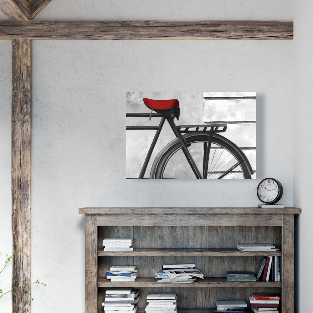 White Bedroom Still Life Canvas | Rear Bicycle Home Decor