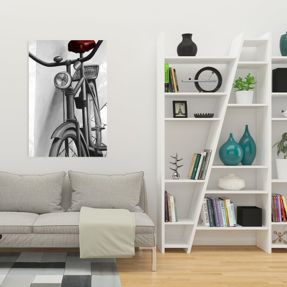 Abandoned Bicycle Canvas - White Art for Living Room Decor
