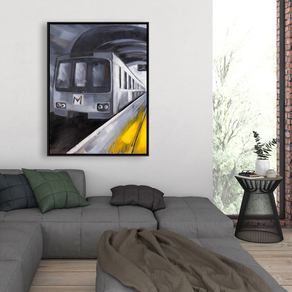 Blue Contemporary Subway Canvas - Framed Home Decor Art