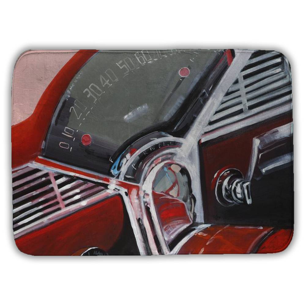 Vintage Red Car Dashboard Canvas - Gray Car Home Decor