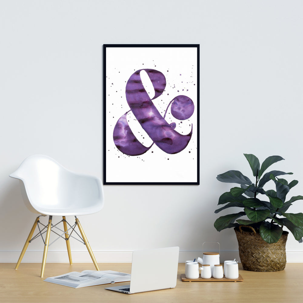 Toile « Formes violettes » avec esperluette | Décoration encadrée avec symboles typographiques