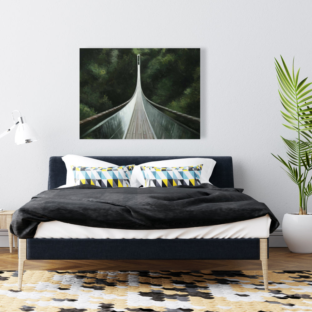 Steep Bridge Canvas | Bedroom Trees Brown Wall Art Decor