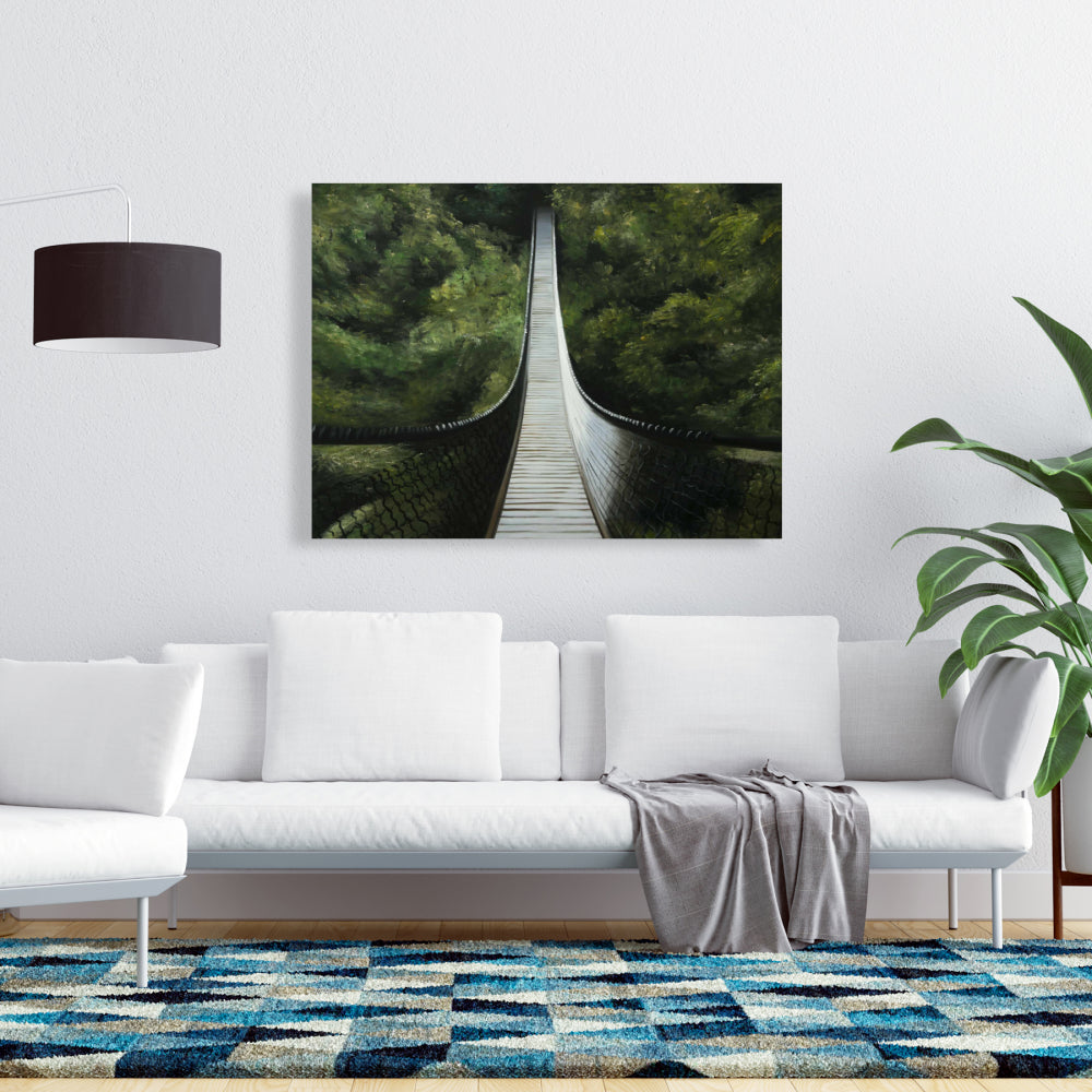 Suspended Bridge in Forest Canvas - Modern Tree Landscapes