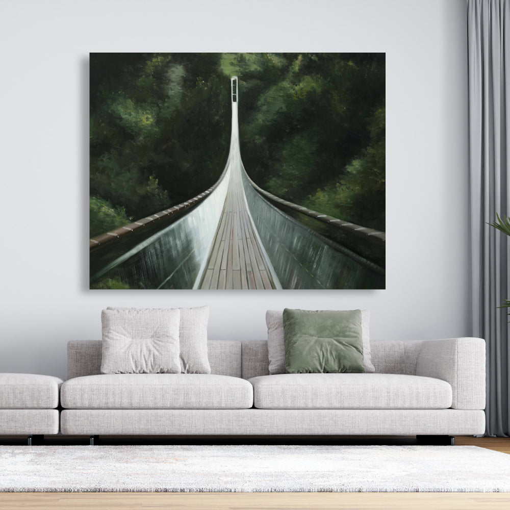 Steep Bridge Canvas | Bedroom Trees Brown Wall Art Decor