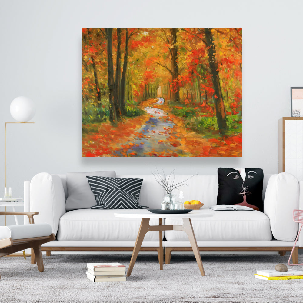 Autumn Trail Canvas - Contemporary Living Room Wall Art Decor