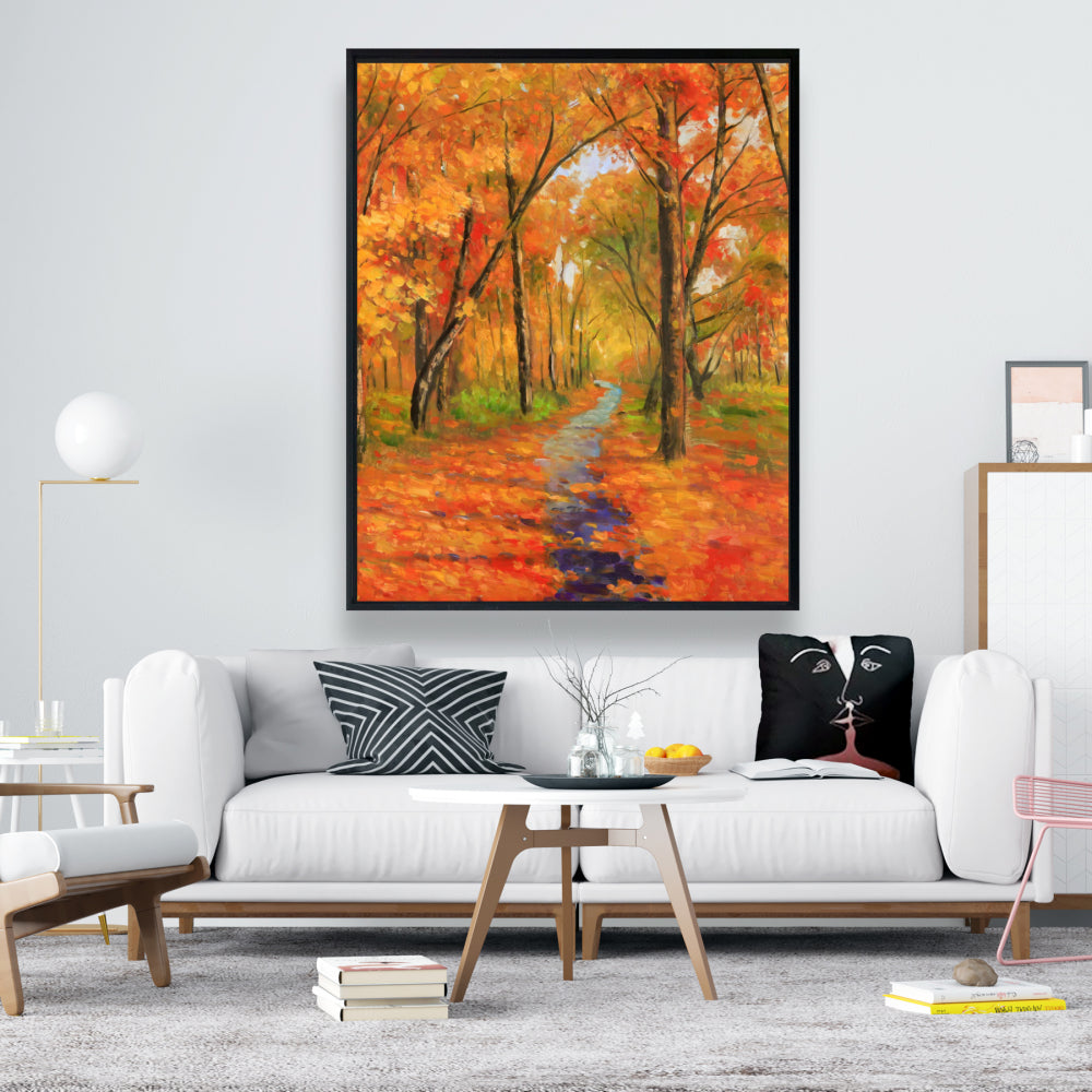 Autumn Trail in Forest Canvas | Trees Contemporary Home Decor