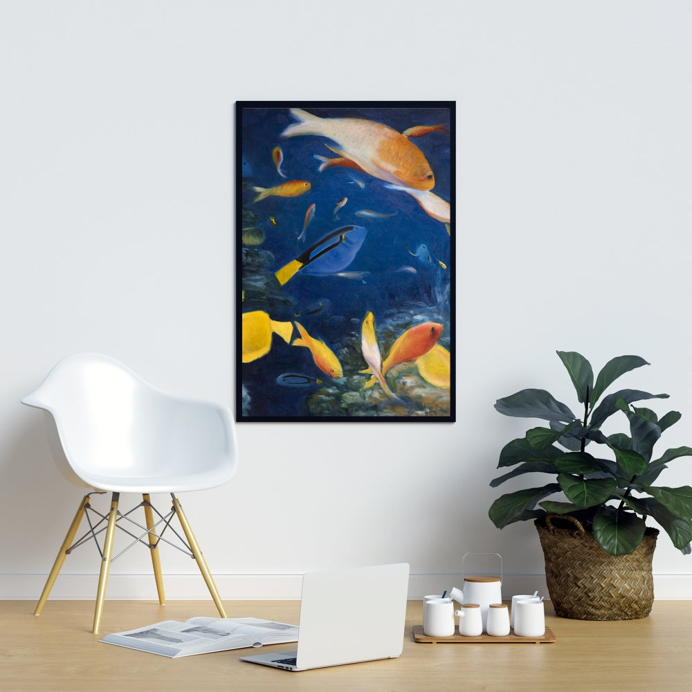 Toile encadrée « Poissons colorés sous la mer » – Décoration d'intérieur exotique
