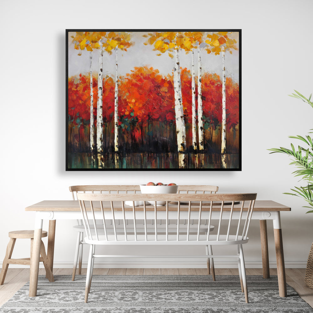 Bouleaux d'automne | Toile encadrée « Arbres verts pour chambre à coucher »