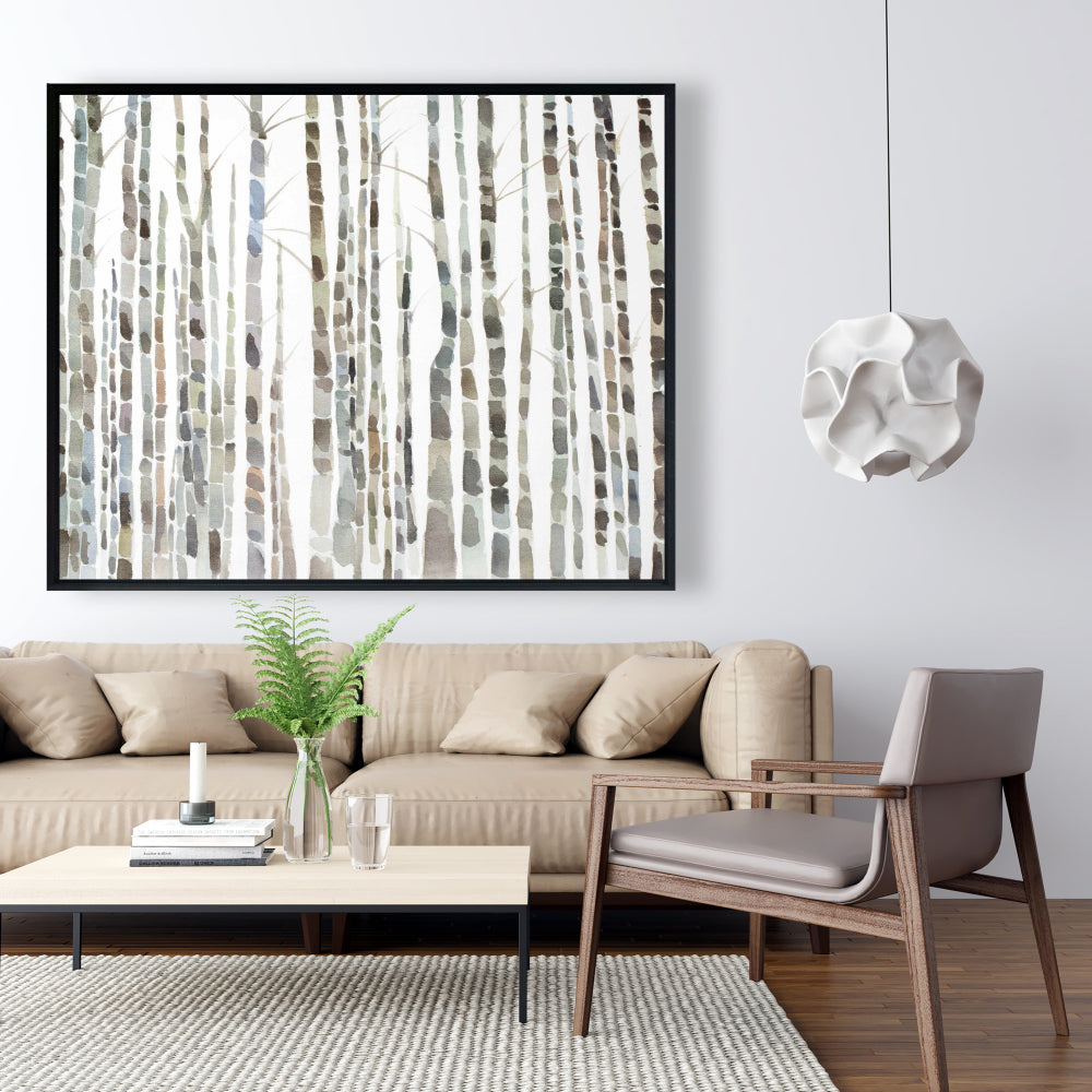 Birch Trees Forest | Minimalist Framed Canvas Home Decor