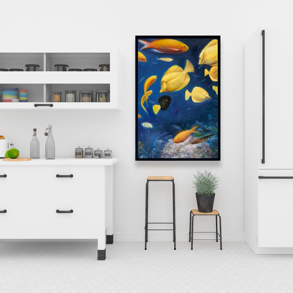 Toile encadrée Poissons sous la mer - Décoration de chambre contemporaine