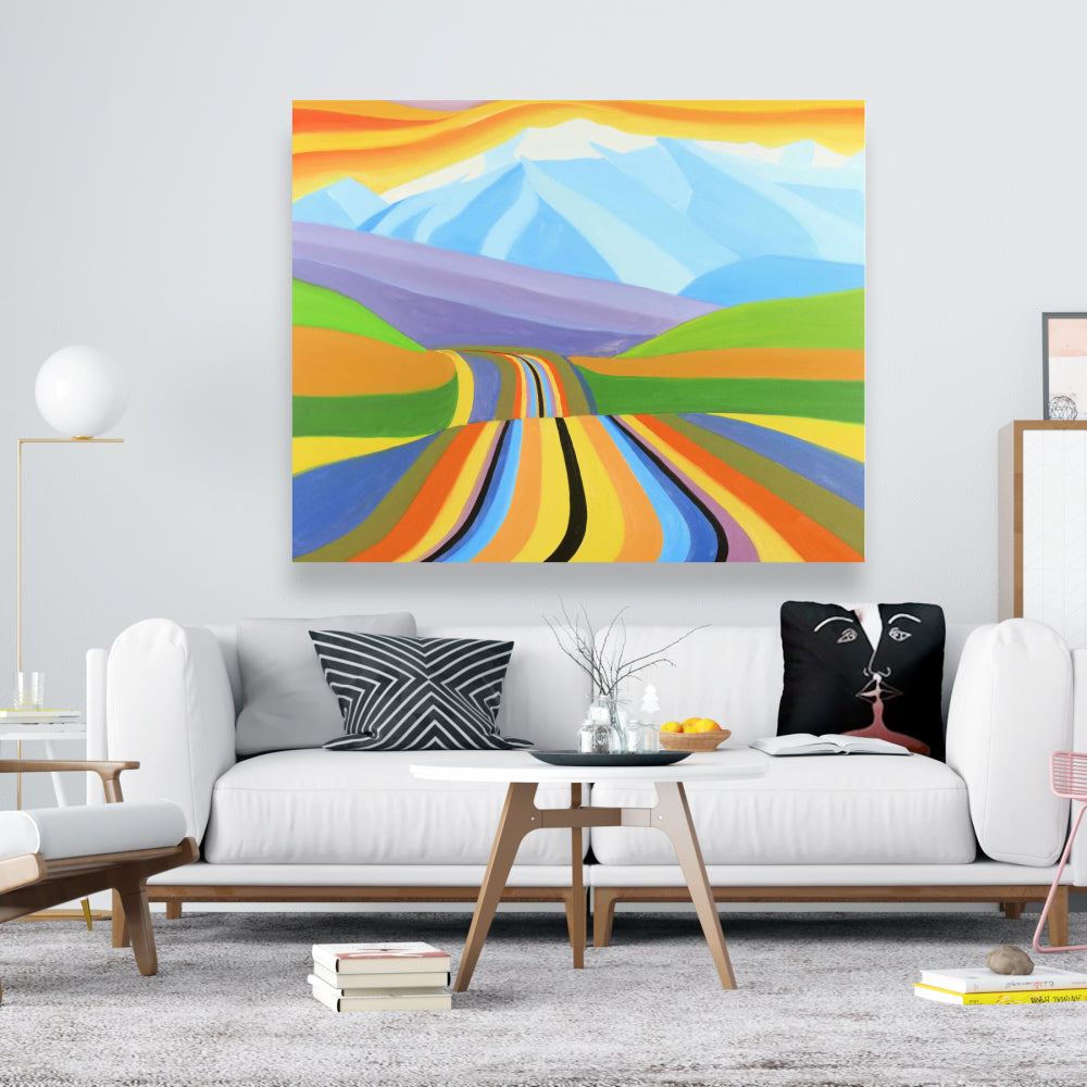 Mountain Road Multicolored Canvas - Landscapes Bedroom Decor