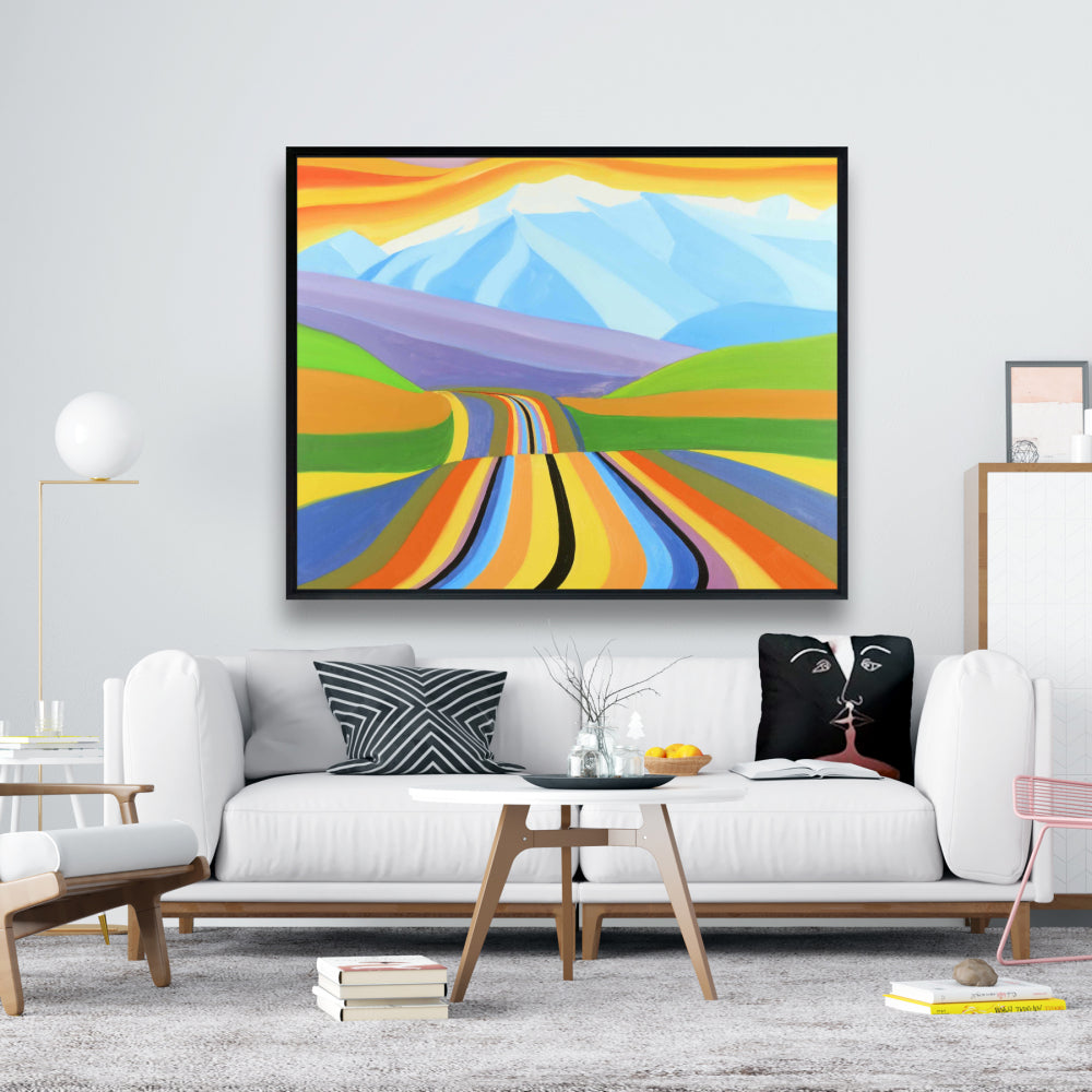 Mountain Road Multicolored Canvas | Blue Frame Home Decor