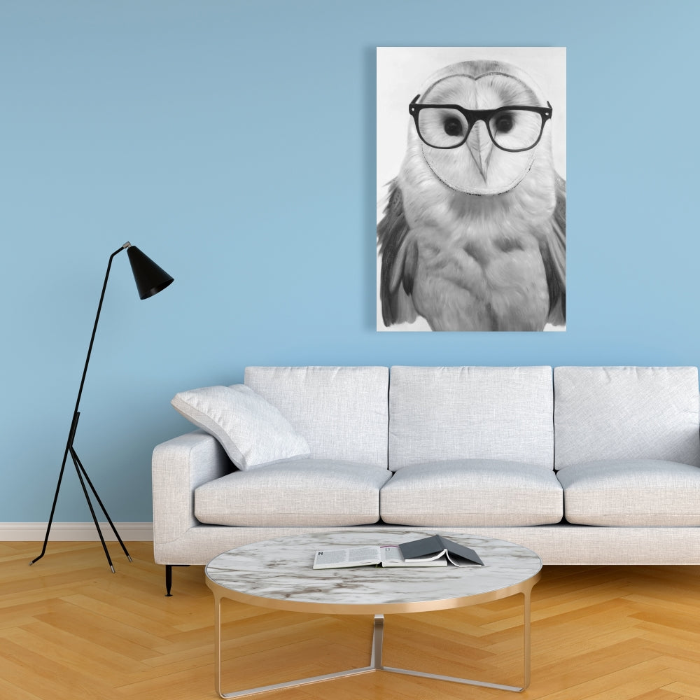 Realistic Barn Owl with Glasses Canvas | Home Decor Art