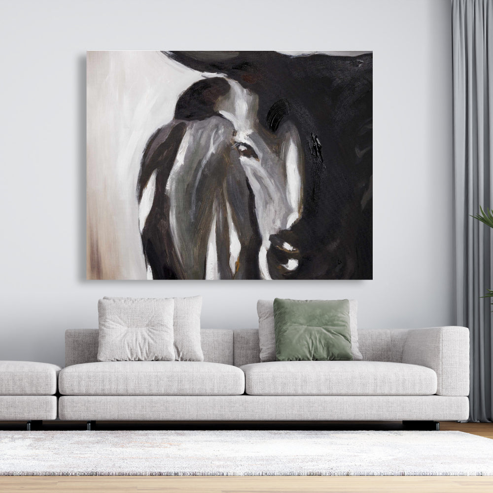 Bull Head Closeup Brown Canvas | Contemporary Bedroom Decor