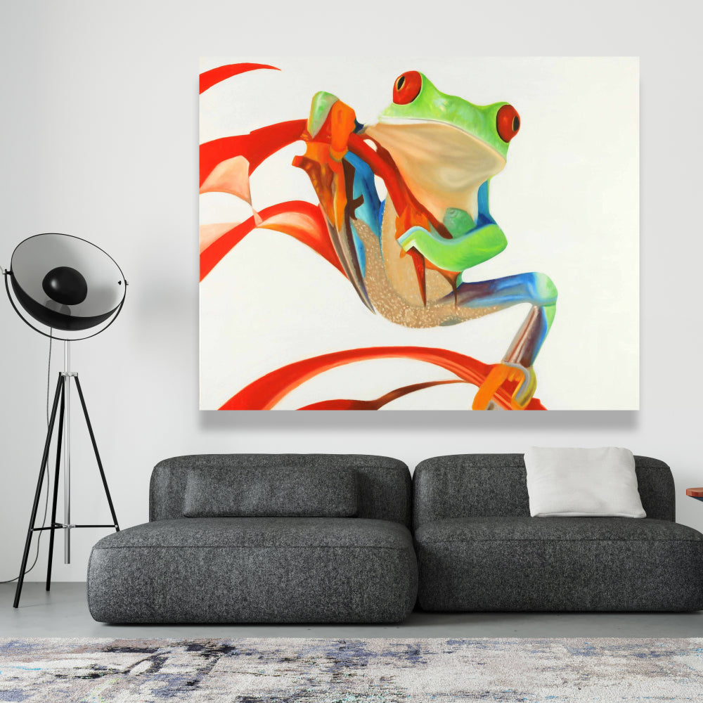 Exotic Blue Canvas | Red-eyed Frog Home Decor Artwork