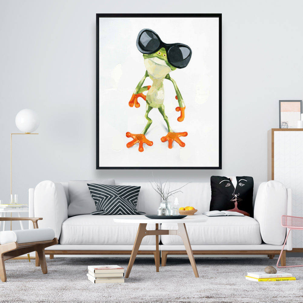 Funny Frog with Sunglasses Canvas | Home Decor Wall Art
