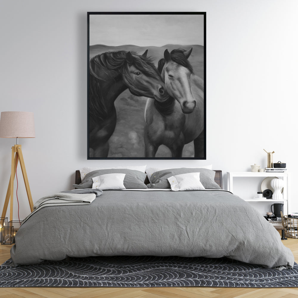 Tenderness Monochrome Farm Animals Framed Canvas | Home Decor