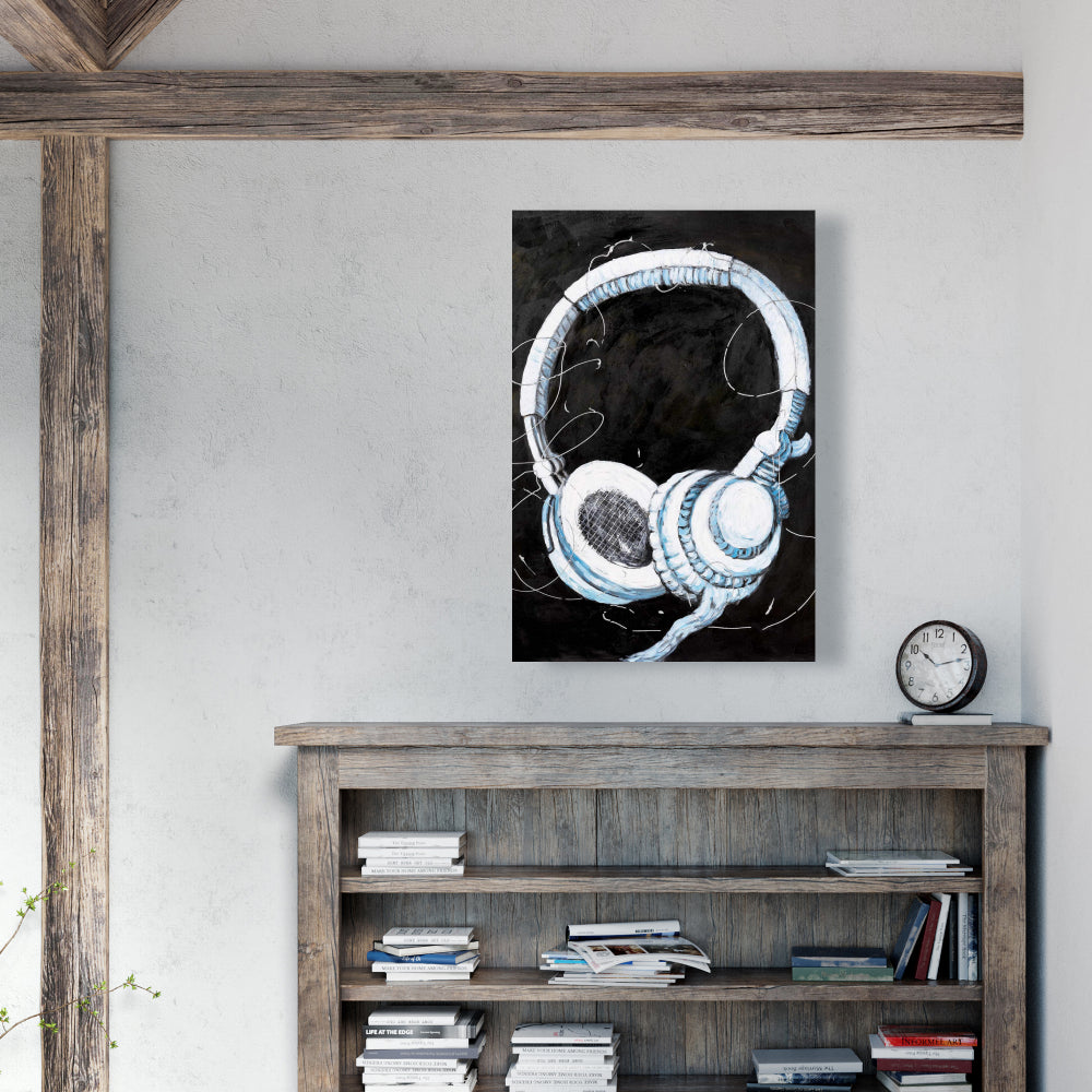 Blue Headphones Canvas | Home Decor for Music Lovers