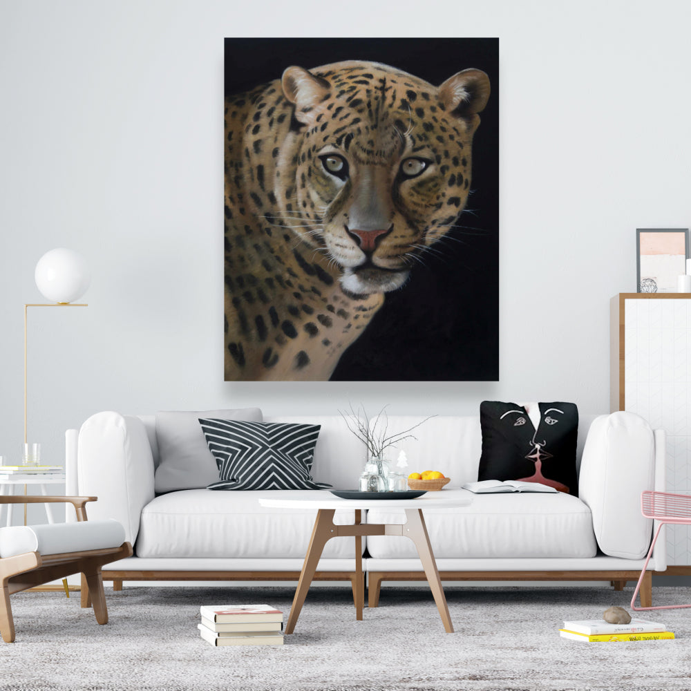 Realistic Fierce Leopard Canvas - Feline African Decor