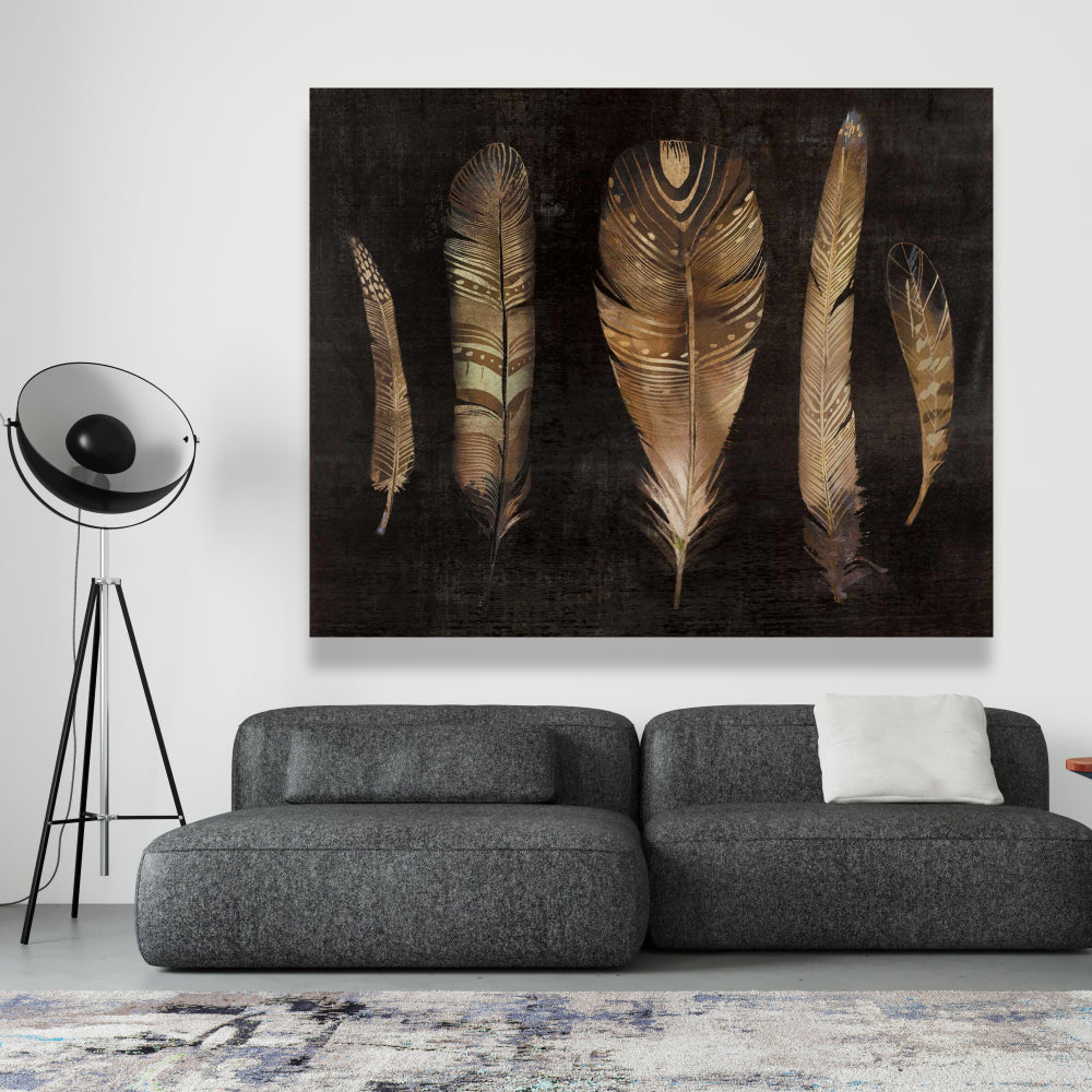 Brown Feather Set | Bohemian Canvas for Home Decor
