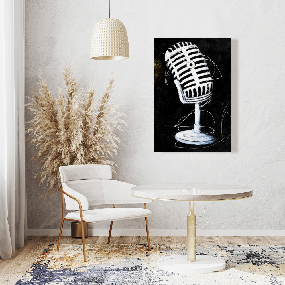 Toile avec microphone - Décoration musicale moderne pour homme