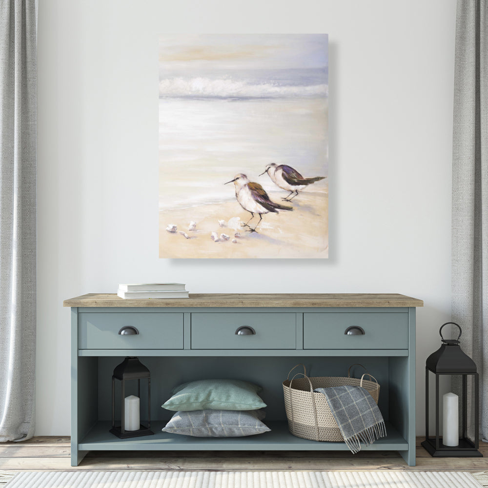 Two Sandpipers on the Beach Canvas - Bird Marine Bedroom Decor