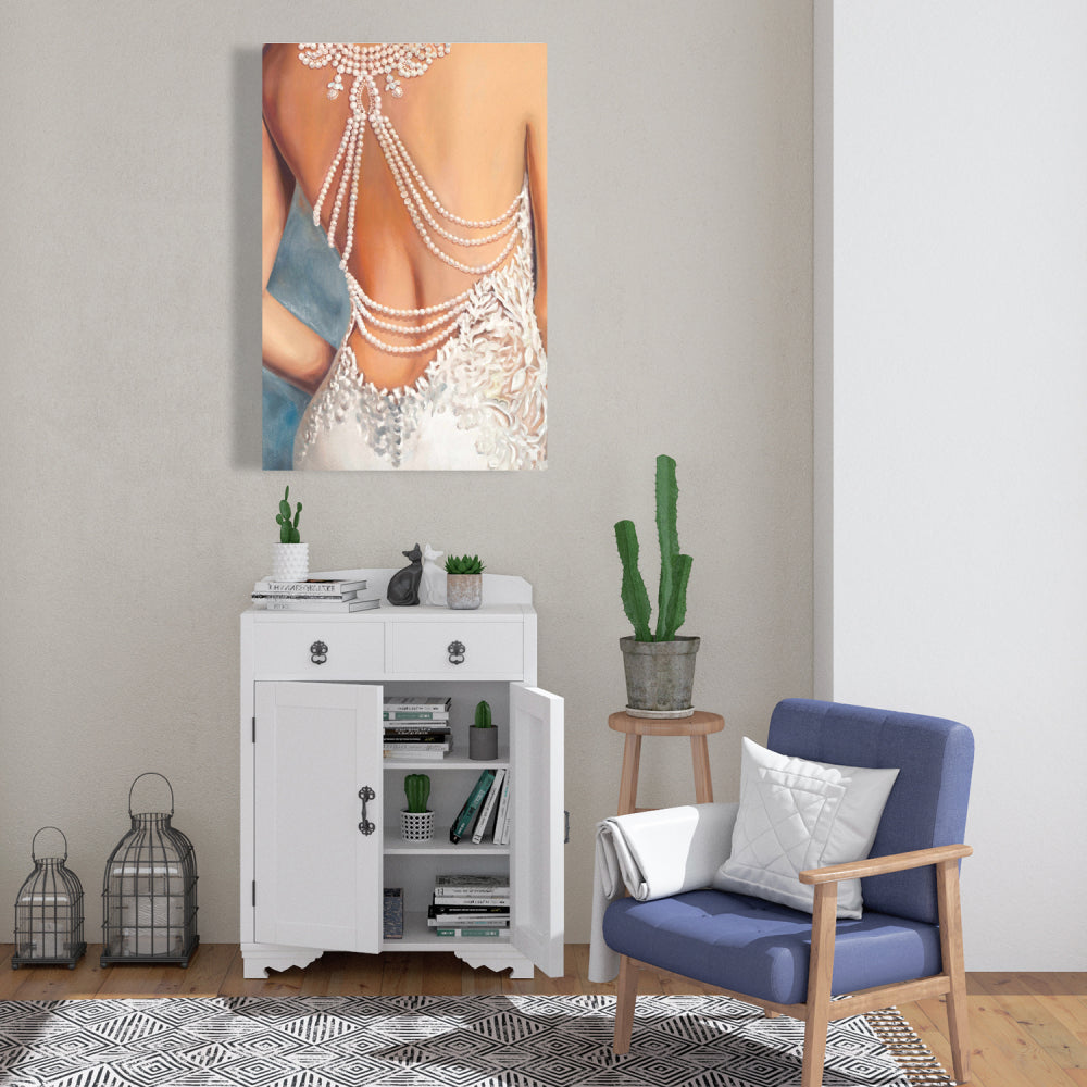 Wedding Dress Canvas - Blue Romantic Clothes Home Decor