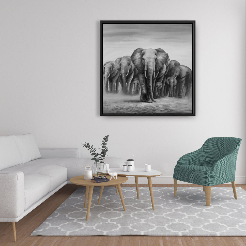 Herd of Elephants Canvas | African Decor | Livingroom Art