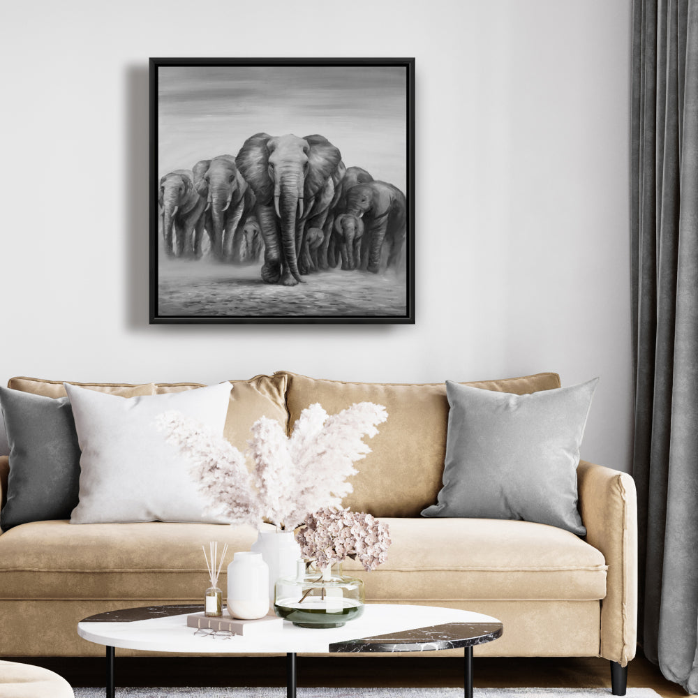 Herd of Elephants Canvas | African Decor | Livingroom Art