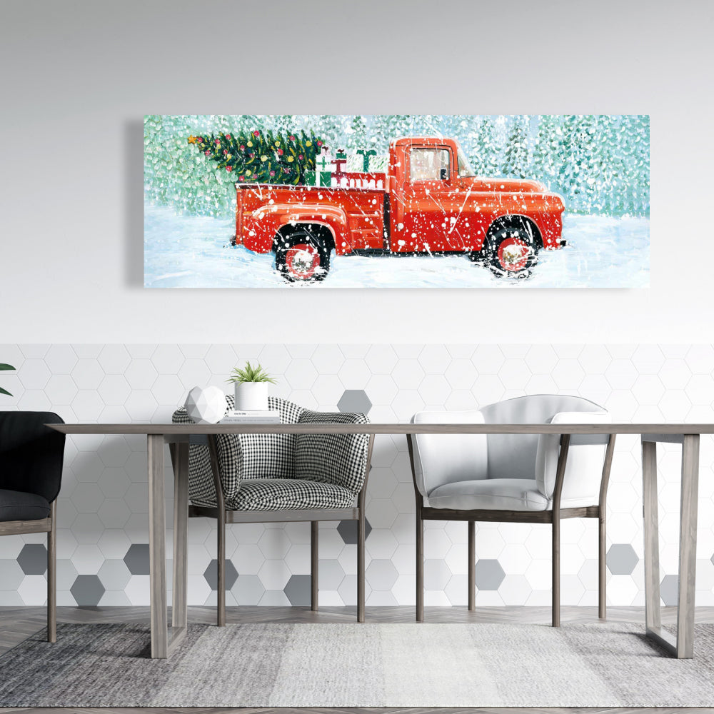 Christmas Tree Truck Canvas | Blue Rustic Home Decor