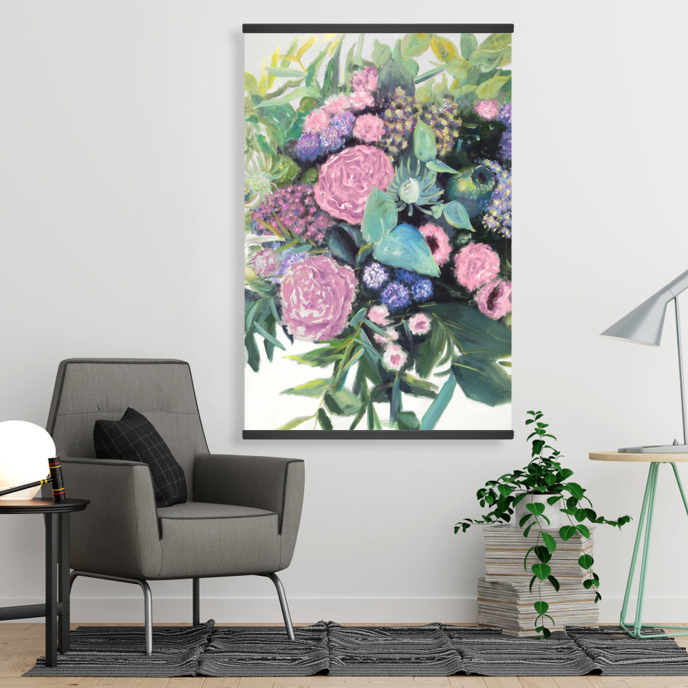 Purple Leaves Canvas - Melody of Fuchsia Flowers Home Decor