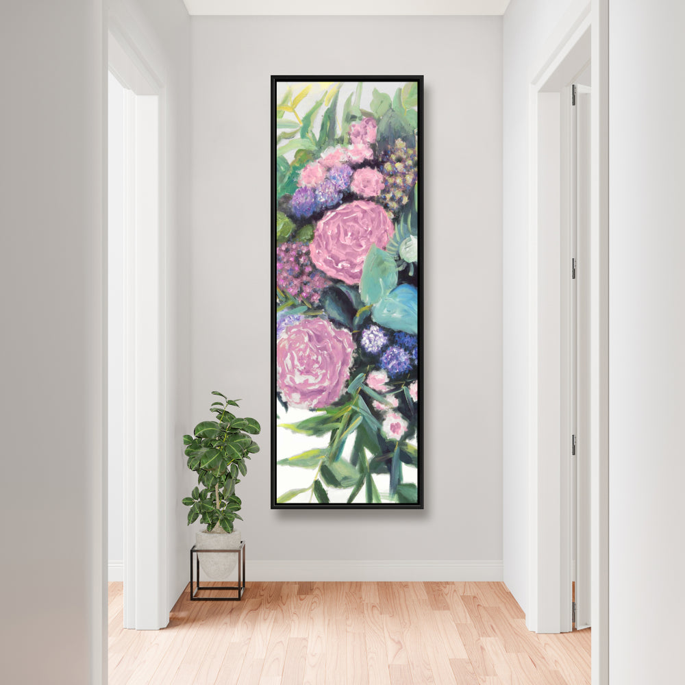 Mélodie de fleurs fuchsia - Toile encadrée florale violette